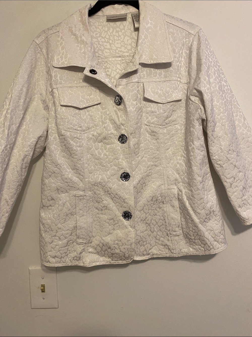 White Quilted Snap-Front Jacket